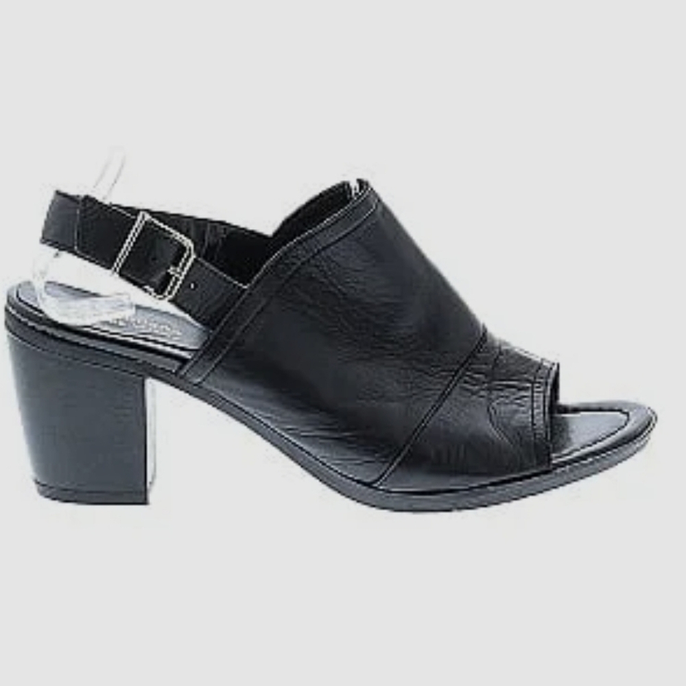 Black Leather Slingback Heels